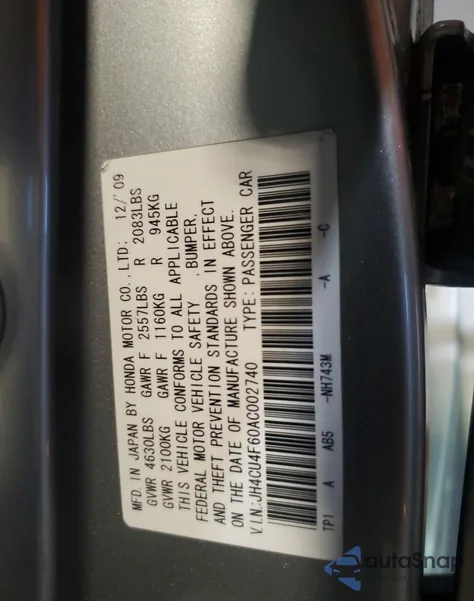 2010 Acura Tsx from USA, damaged, VIN JH4CU4F60AC002740